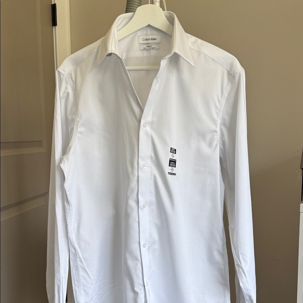 Calvin Klein Men's Dress Shirt - steel + herringbone